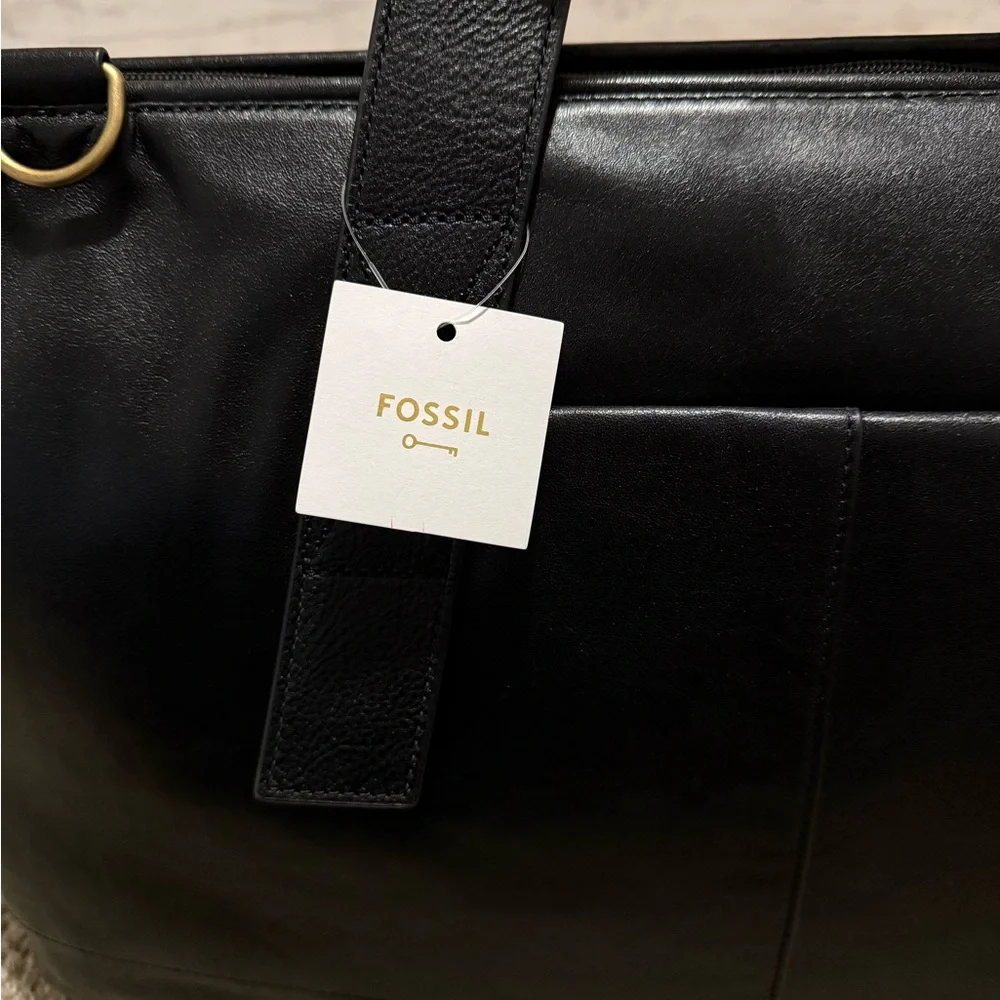 Fossil Kayden Duffle Bag Black Leather $550 Original Retail New With Tags